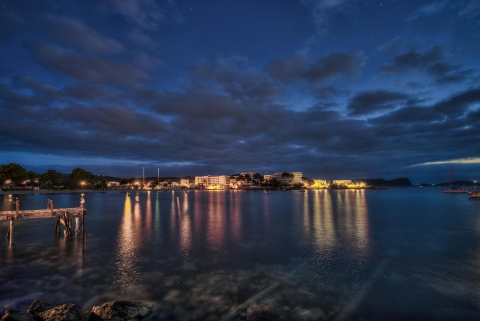 Es Can Beach in Santa Eulalia, with its promenade and hotels