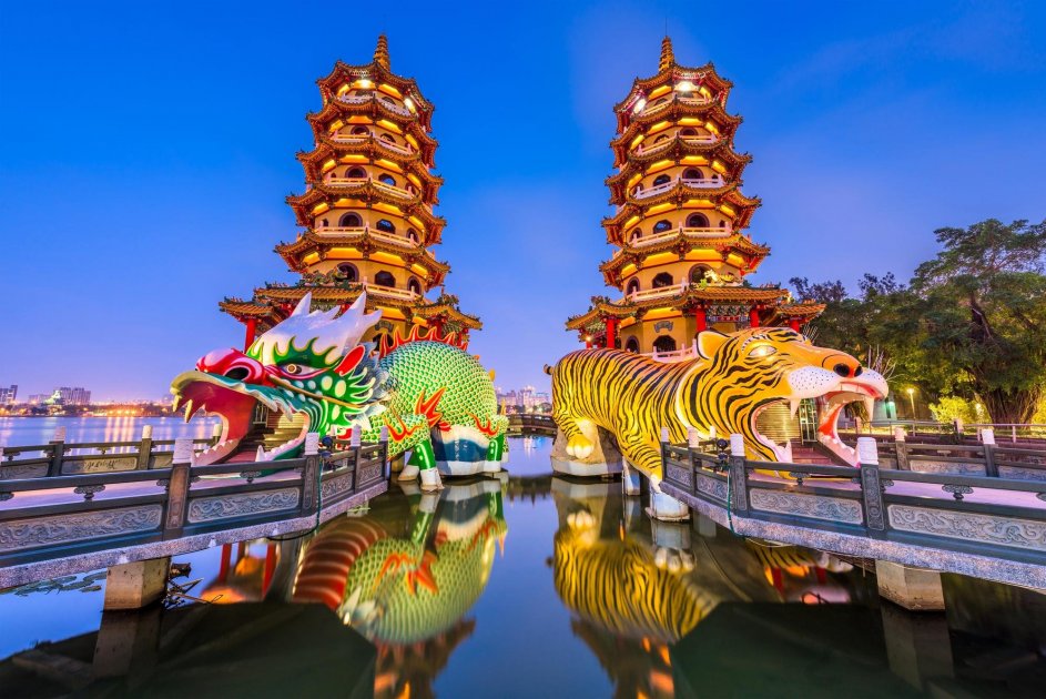 The Dragon and Tiger Pagodas at Lotus Lake in Kaohsiung
