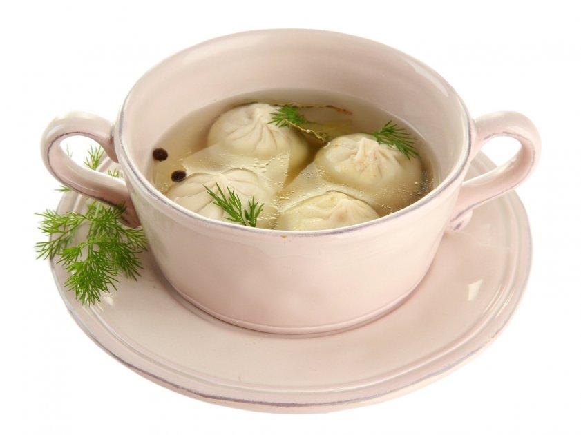Khinkali — meat dumplings served with hot broth