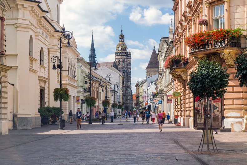 Kosice, Slovakia - August, 2017: Mlynska street part of old town 