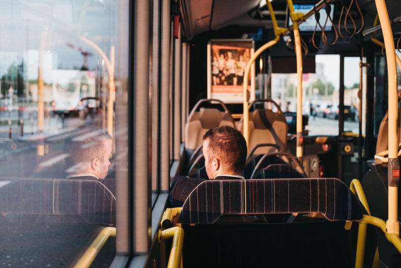 Luxembourg City, Luxembourg - May 18, 2019: People on a bus in Luxembourg City. The city has a network of 31 bus routes, operated by the municipal transport authority, 