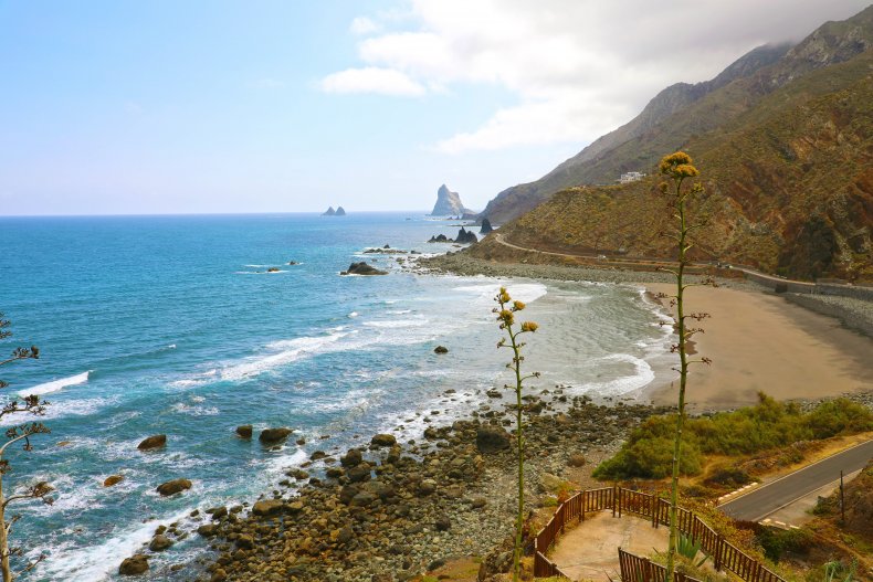 Playa de Almaciga beautiful beach with black sand, 