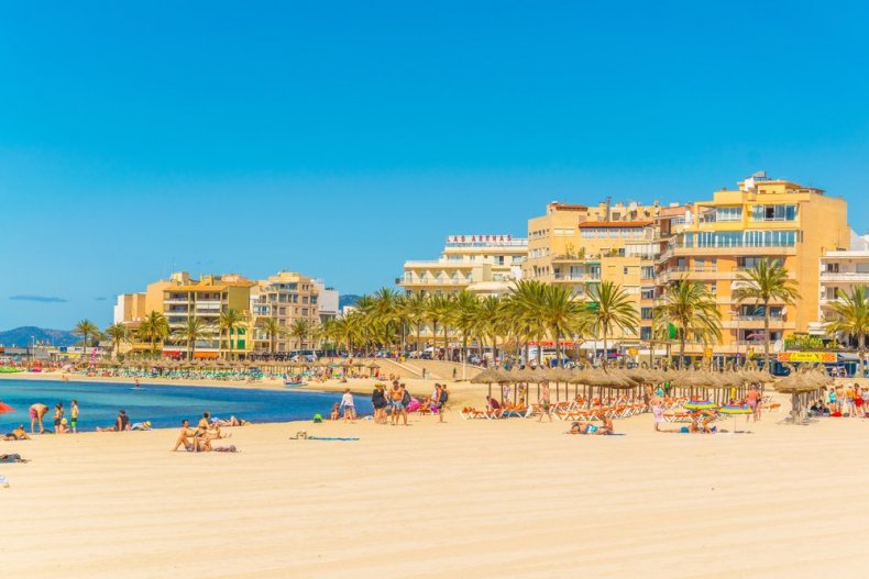 PALMA DE MALLORCA, SPAIN, January 19, 2017: Palma de Palma Beach in Palma de Mallorca, Spain 