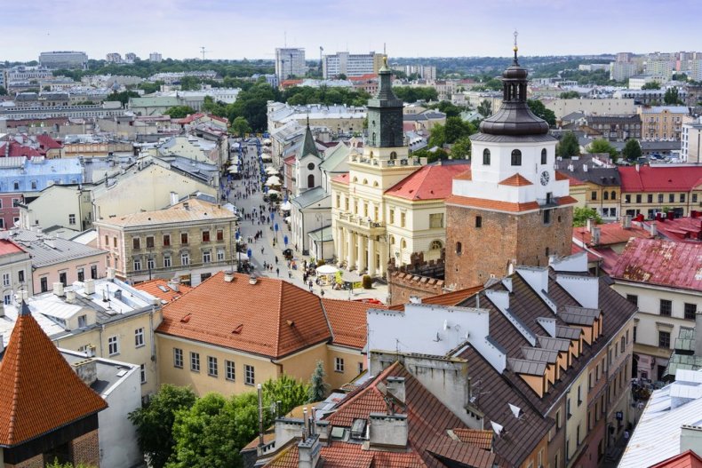 Aerial view of the old town in Lublin