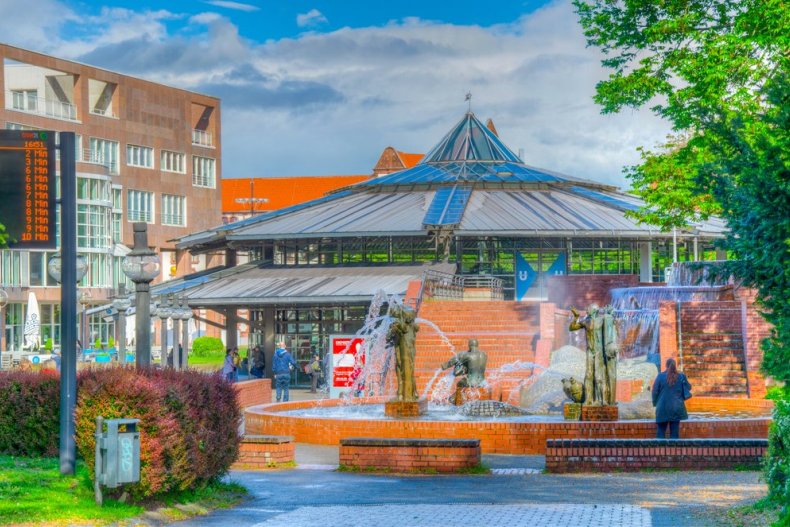 The Gauklerbrunnen fountain in Stadtpark in Dortmund