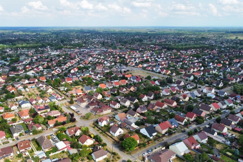 Vista aérea de una zona residencial de las afueras de Astana