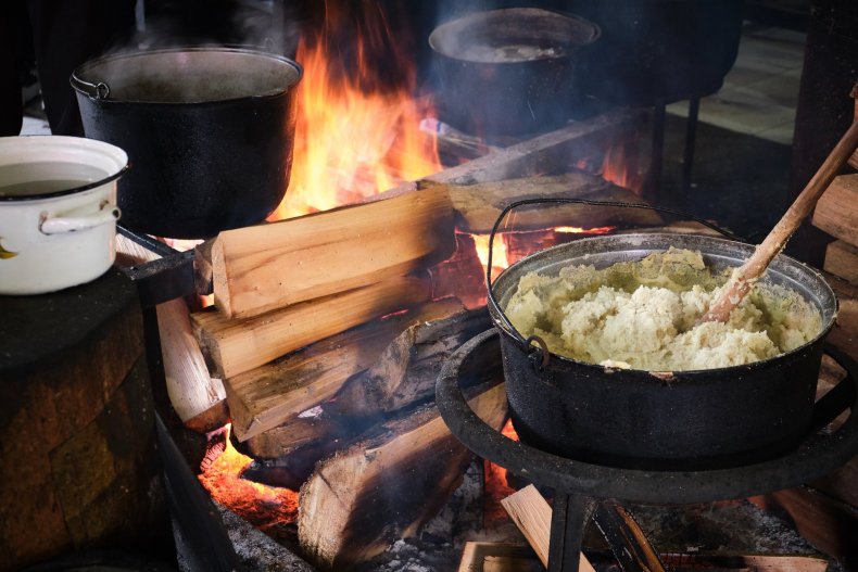 Mamalyga is a traditional dish of Moldovan cuisine