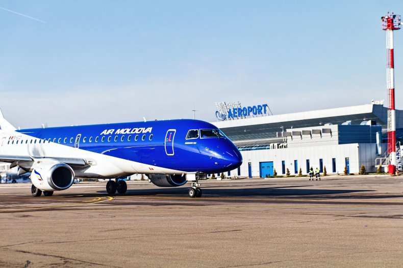 Chisinau International Airport and an AirMoldova aircraft