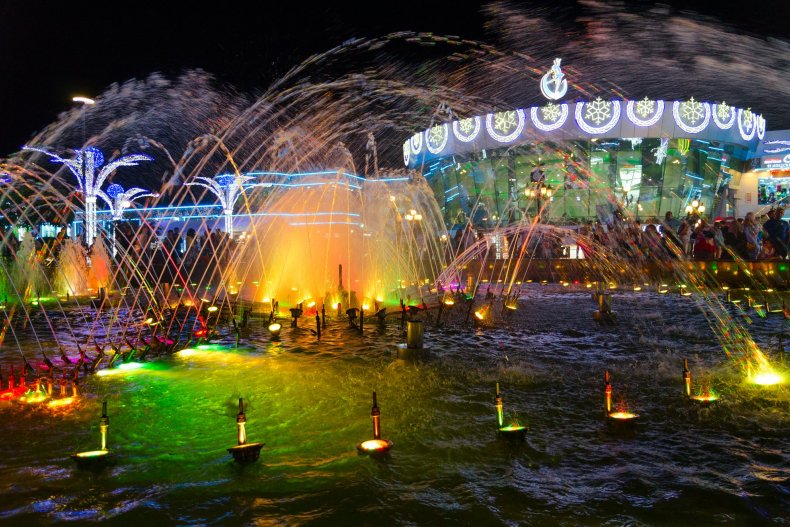 Espectáculo de luces en el paseo marítimo de Sharm el-Sheikh