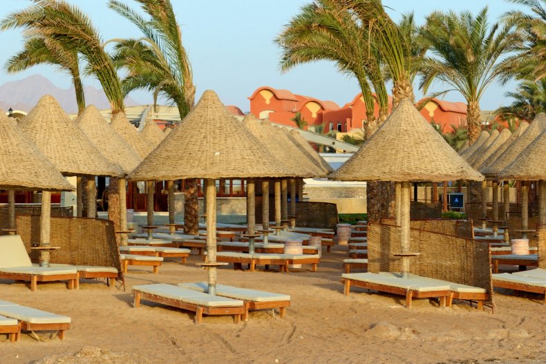 La playa del hotel en el Mar Rojo, en Sharm el-Sheikh